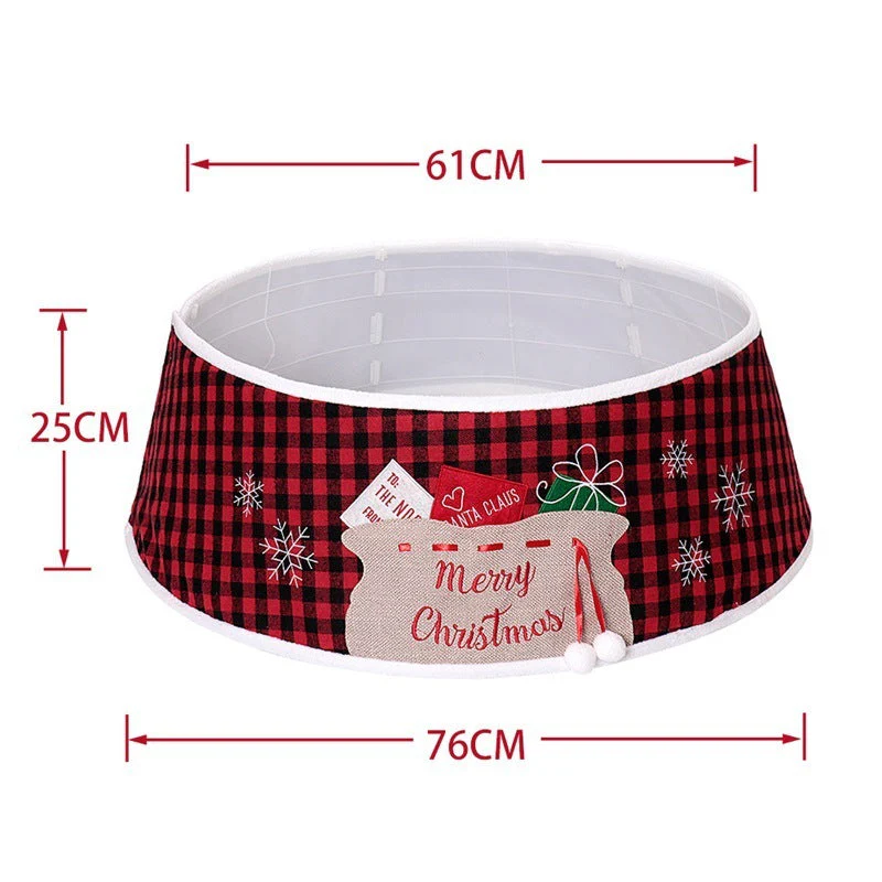 48-inch black and red lattice fabric bag tree skirt - Image 3