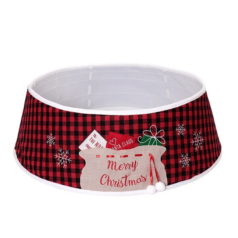 48-inch black and red lattice fabric bag tree skirt - Image 6