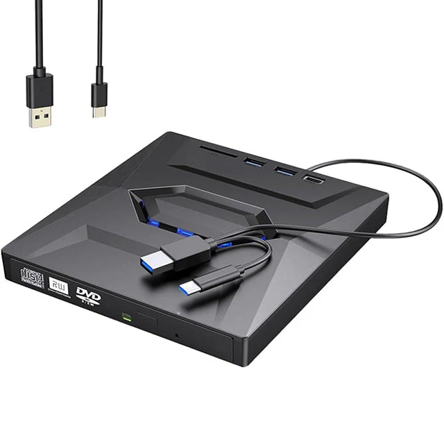 7-in-1 external DVD player - portable CD/DVD-RW author with high-speed data transfer
