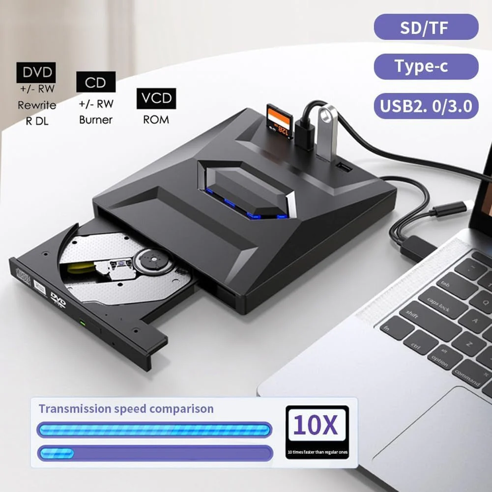 7-in-1 external DVD player - portable CD/DVD-RW author with high-speed data transfer - Image 2