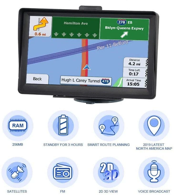 7 Sat Nav for Car and Truck with Real-Time Traffic Updates, Pre-Loaded Maps, Voice Guidance, and Lane Advice - Image 3