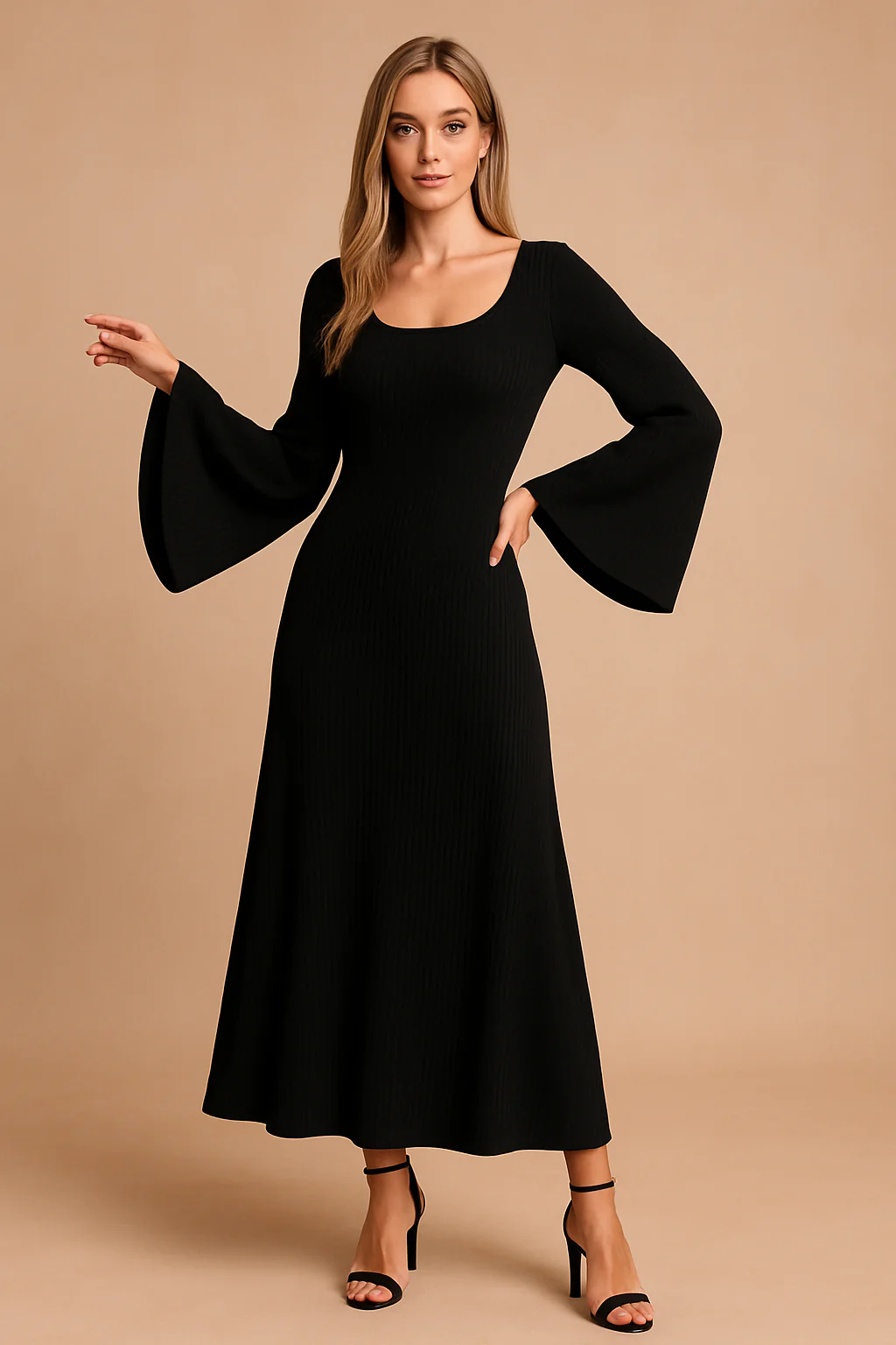 Allyson | Women's Long Puff Sleeve Sweater Dress - Image 4