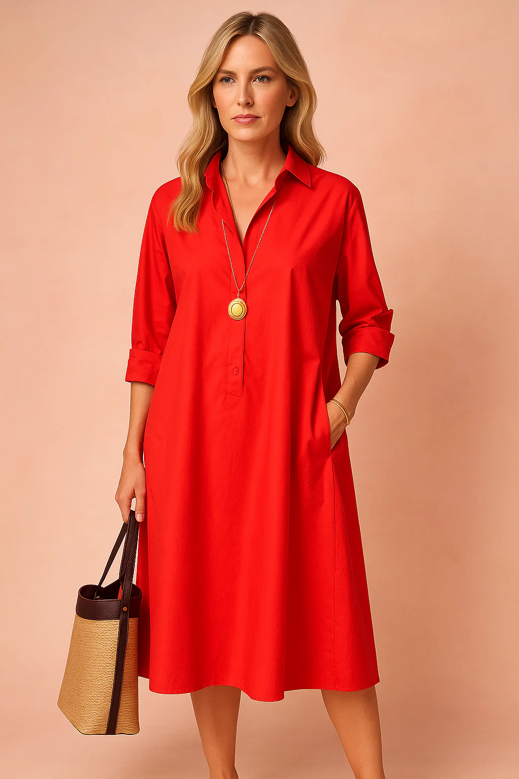 Amara | Minimalist Loose Fit Shirt Dress with Pockets