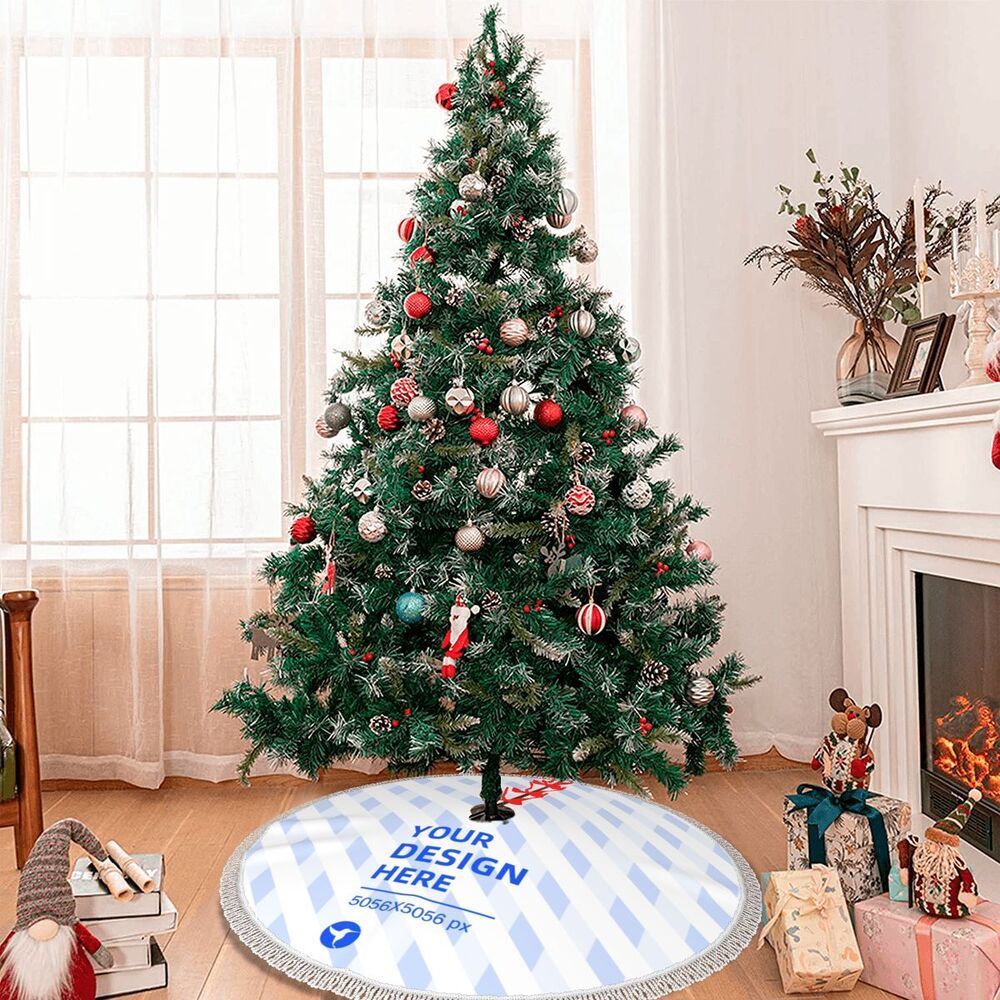 Apron with fringe and Christmas tree motif - Image 3