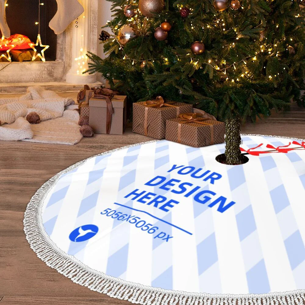 Apron with fringe and Christmas tree motif - Image 4
