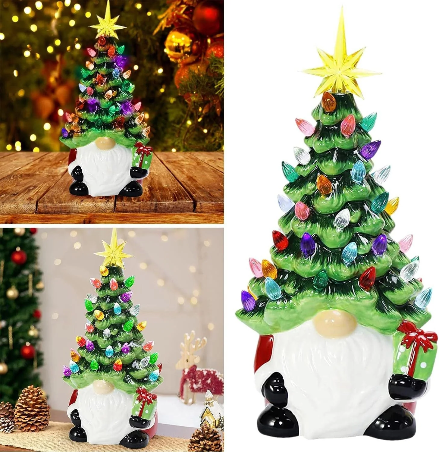 Battery Operated Light Emitting Resin Dwarf Lantern Ceramic Table Decorations - Image 4