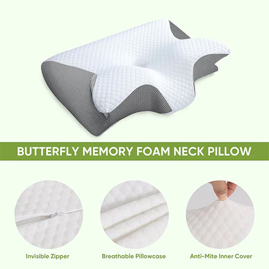 Butterfly Memory Foam Neck Pillow with Armrests for Side and Back Sleepers - Image 4