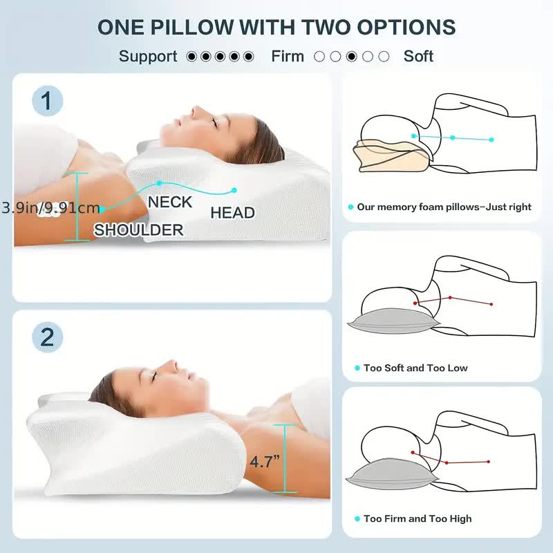 Butterfly Memory Foam Neck Pillow with Armrests for Side and Back Sleepers - Image 9
