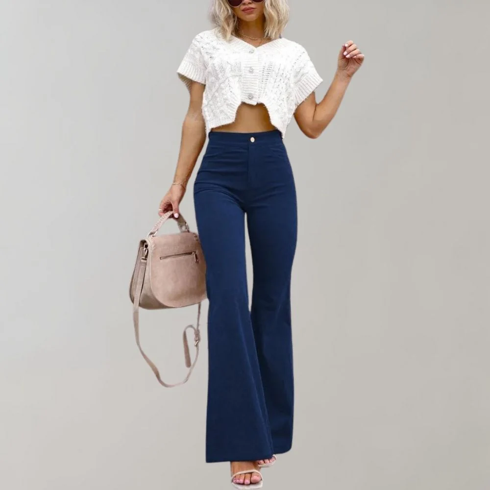 Callie | Trendy Corduroy Flared Trousers - Image 8