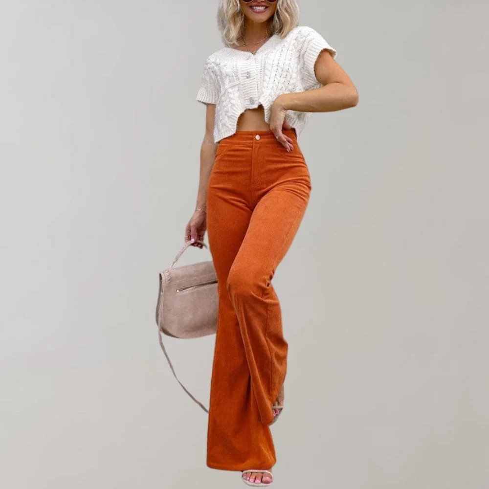 Callie | Trendy Corduroy Flared Trousers - Image 9