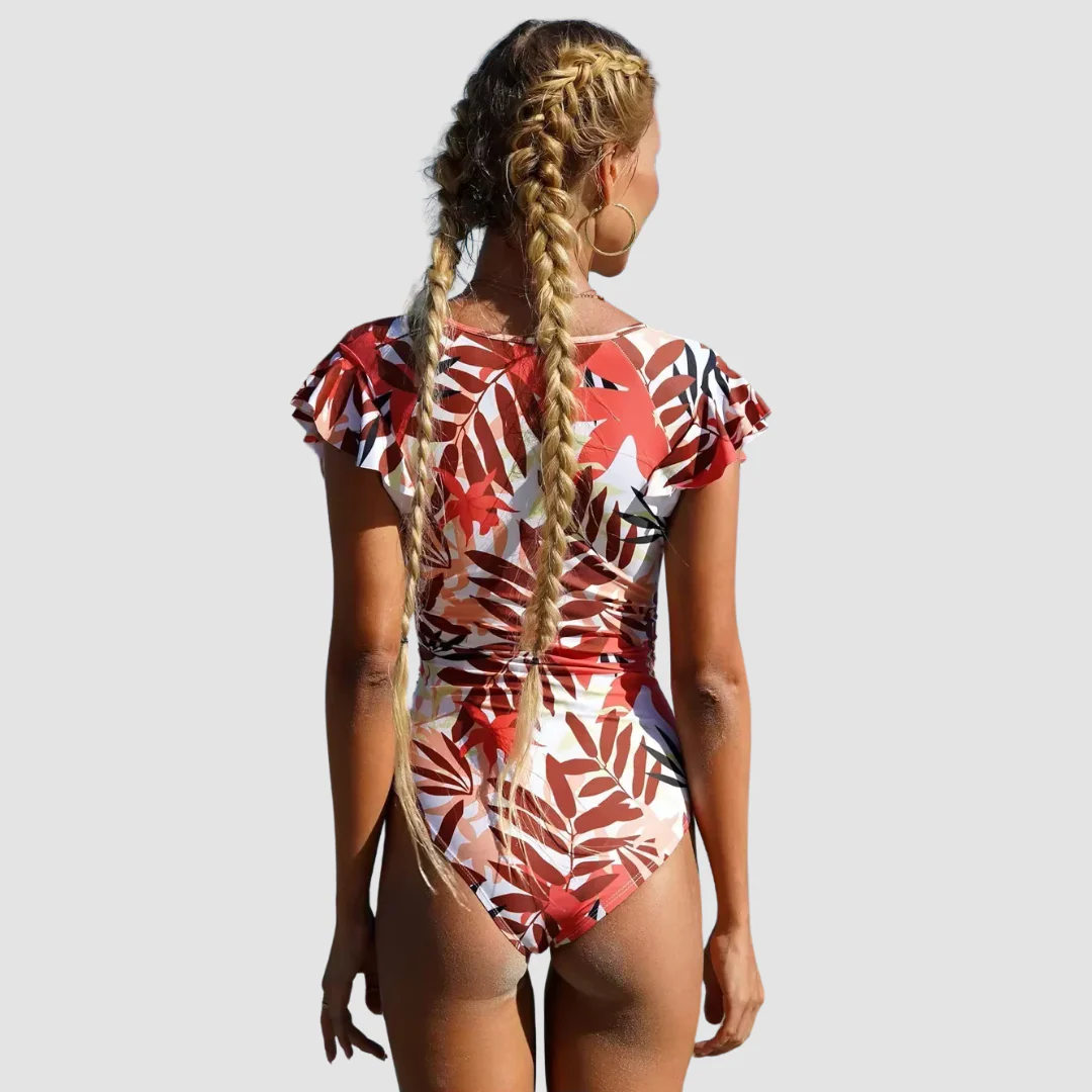 Camouflage bandeau swimsuit with zipper - Image 3