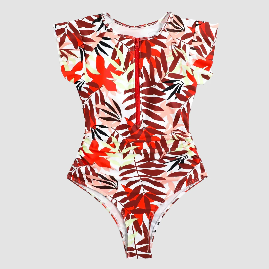 Camouflage bandeau swimsuit with zipper - Image 4