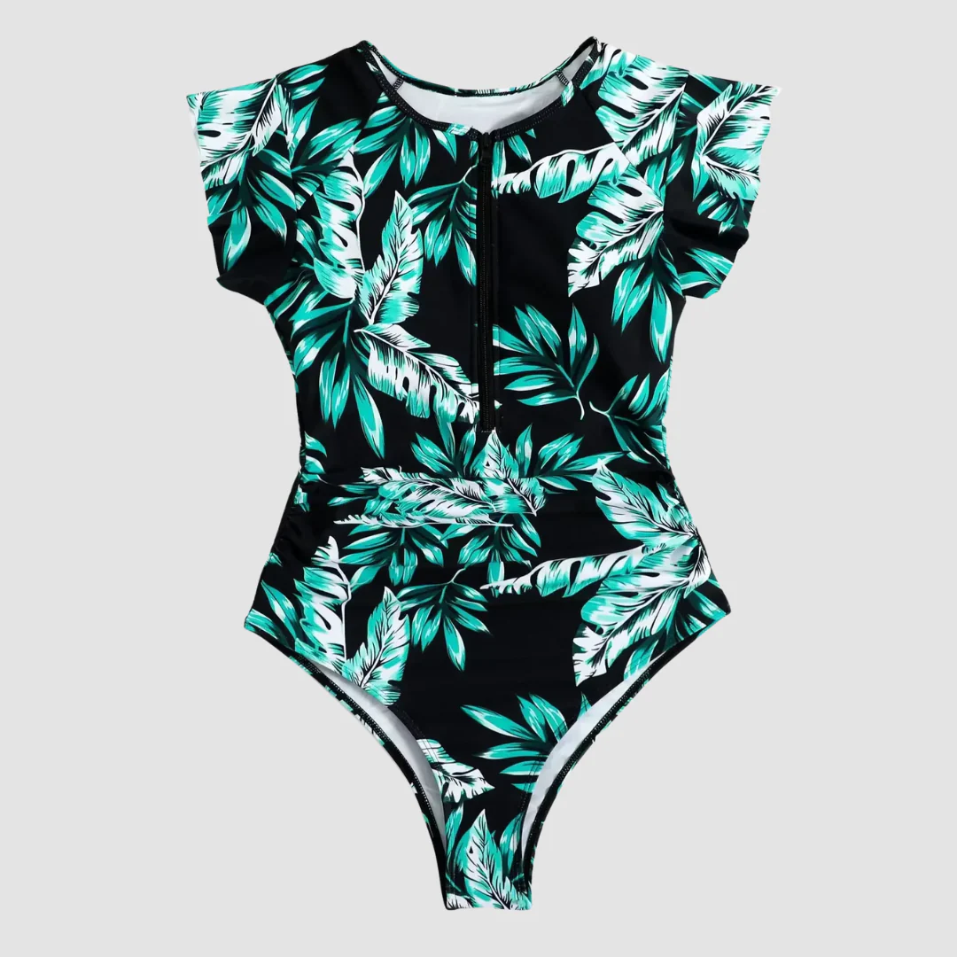 Camouflage bandeau swimsuit with zipper - Image 8