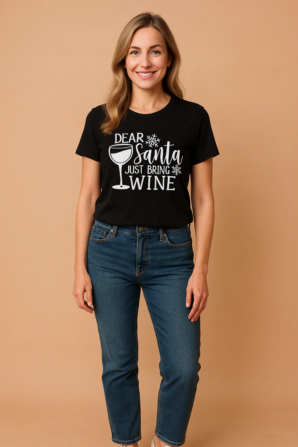 Caroline T-shirt | "Dear Santa, Bring Wine" - Image 3