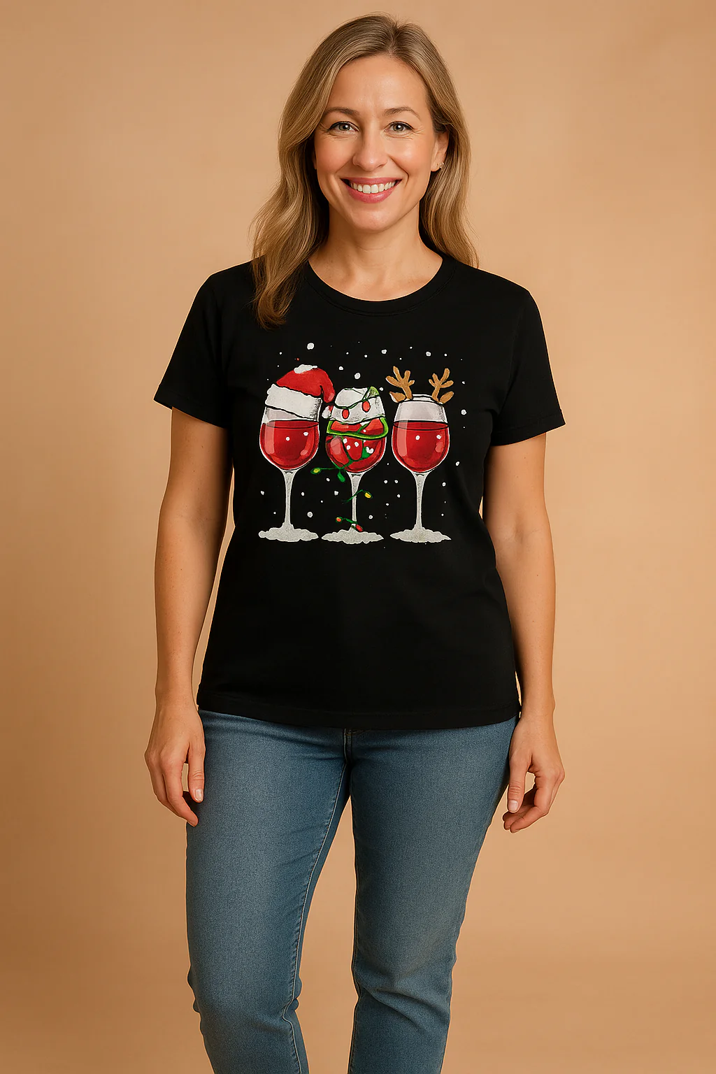 Caroline T-shirt | "Dear Santa, Bring Wine" - Image 4