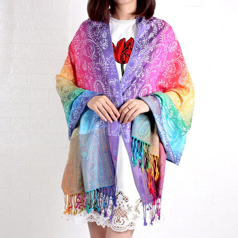 Women's Elegant Jacquard Scarf Lightweight Linen - Image 10