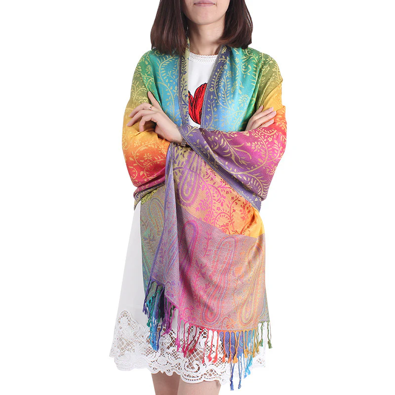 Women's Elegant Jacquard Scarf Lightweight Linen - Image 11