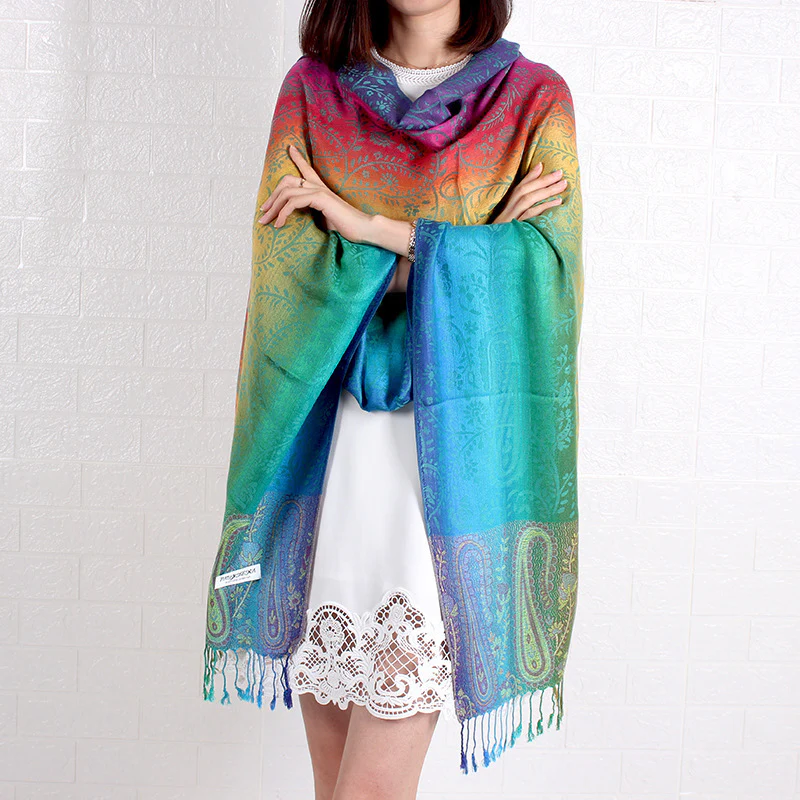 Women's Elegant Jacquard Scarf Lightweight Linen - Image 3
