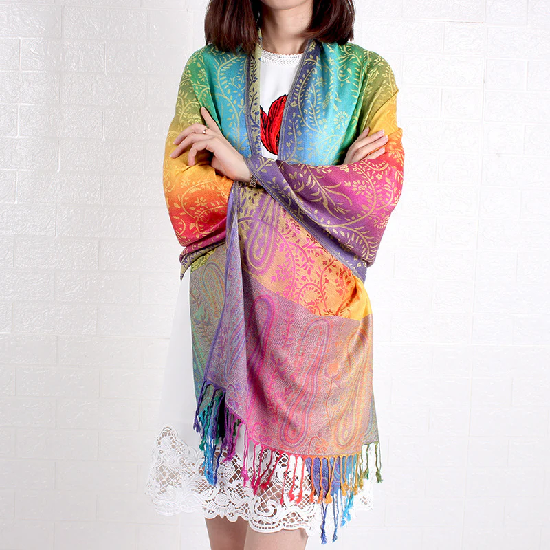 Women's Elegant Jacquard Scarf Lightweight Linen - Image 4