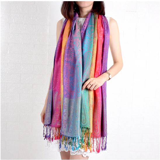 Women's Elegant Jacquard Scarf Lightweight Linen - Image 5