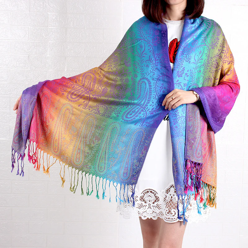 Women's Elegant Jacquard Scarf Lightweight Linen - Image 7