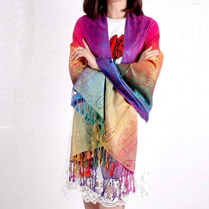 Women's Elegant Jacquard Scarf Lightweight Linen - Image 8