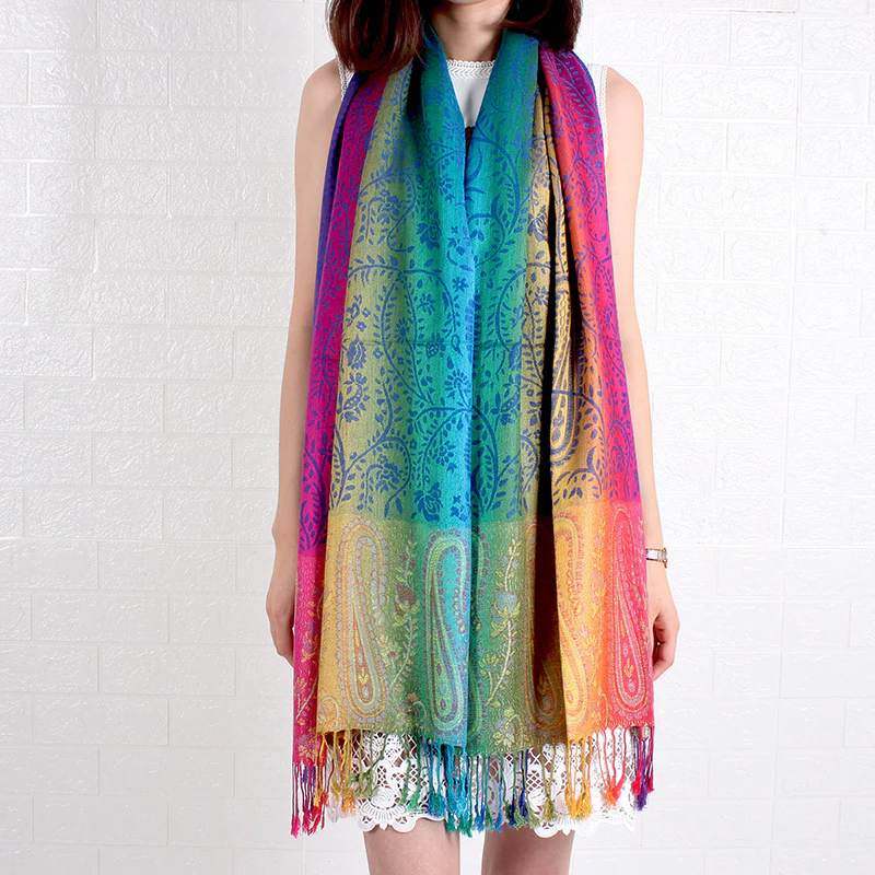 Women's Elegant Jacquard Scarf Lightweight Linen - Image 9