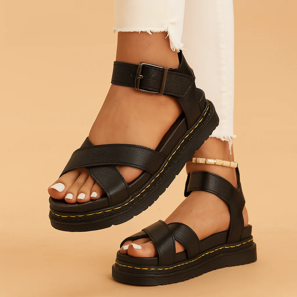 Charice | Strappy Platform Sandals with Buckle - Image 3