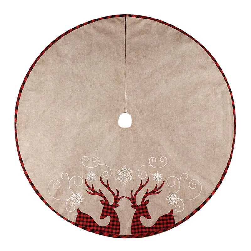 Checkered SHULU Christmas tree base decoration in linen