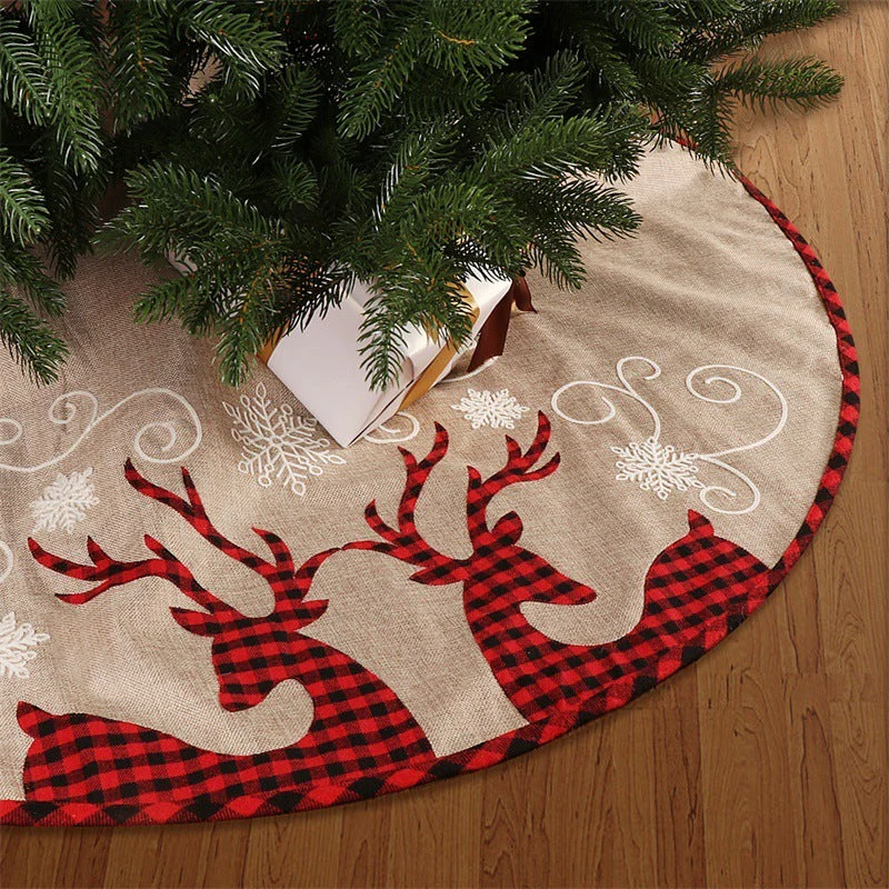 Checkered SHULU Christmas tree base decoration in linen - Image 2