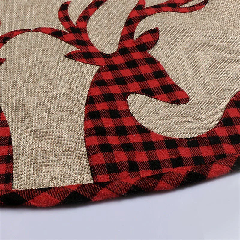 Checkered SHULU Christmas tree base decoration in linen - Image 3