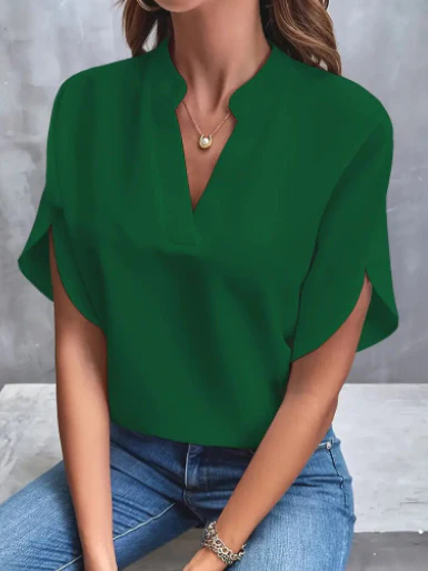 Women's Short Sleeve Blouse Comfortable Polyester Summer Top - Image 5