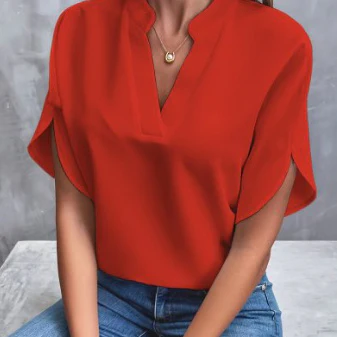 Women's Short Sleeve Blouse Comfortable Polyester Summer Top - Image 6
