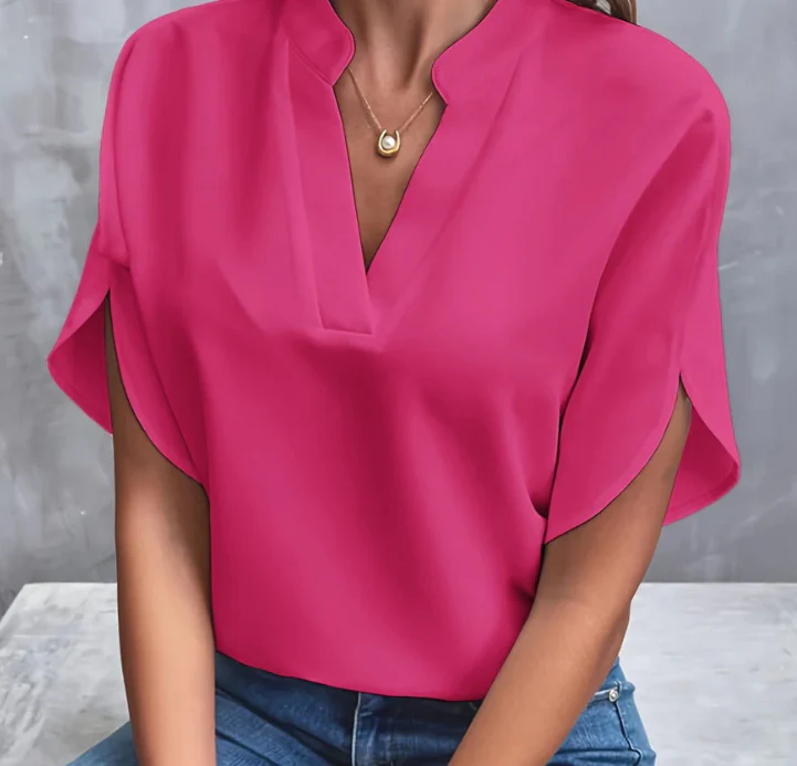 Women's Short Sleeve Blouse Comfortable Polyester Summer Top - Image 7