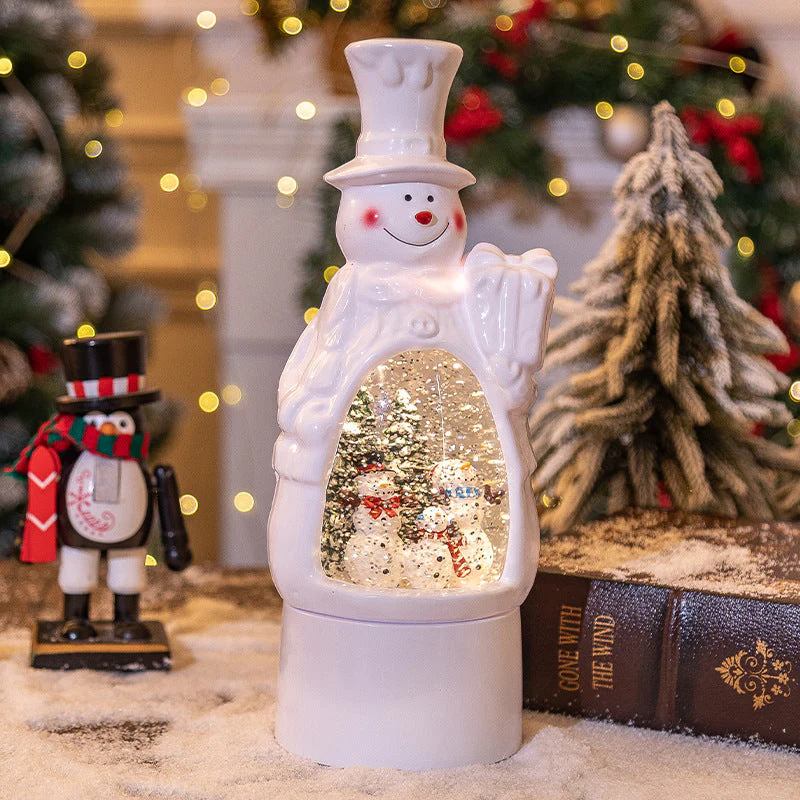 Christmas Decoration Old Man Snowman Music Box Desk Mood Light