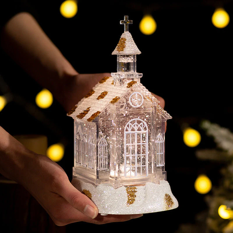 Christmas Decorations Crystal Church House Music Box Ornaments - Image 2