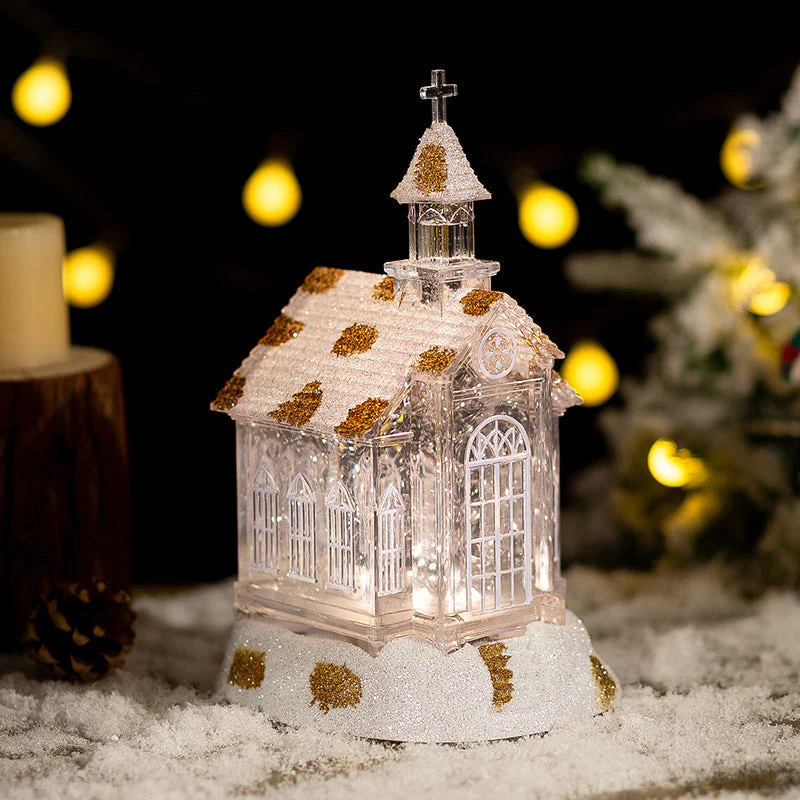 Christmas Decorations Crystal Church House Music Box Ornaments - Image 4