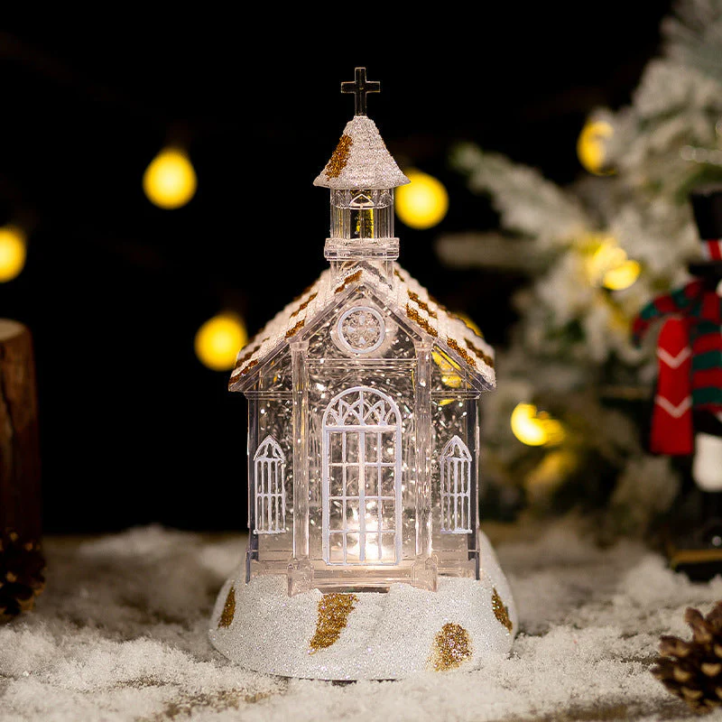 Christmas Decorations Crystal Church House Music Box Ornaments - Image 5