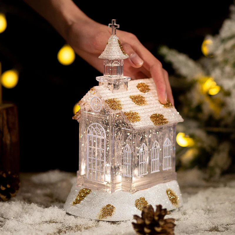 Christmas Decorations Crystal Church House Music Box Ornaments - Image 6