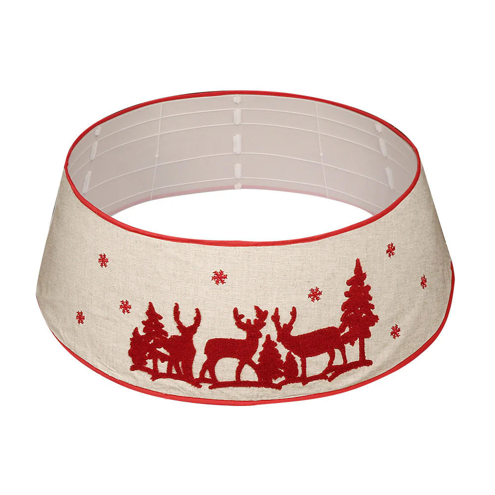 Christmas Elk Tree Skirt Wooden Foldable Decoration