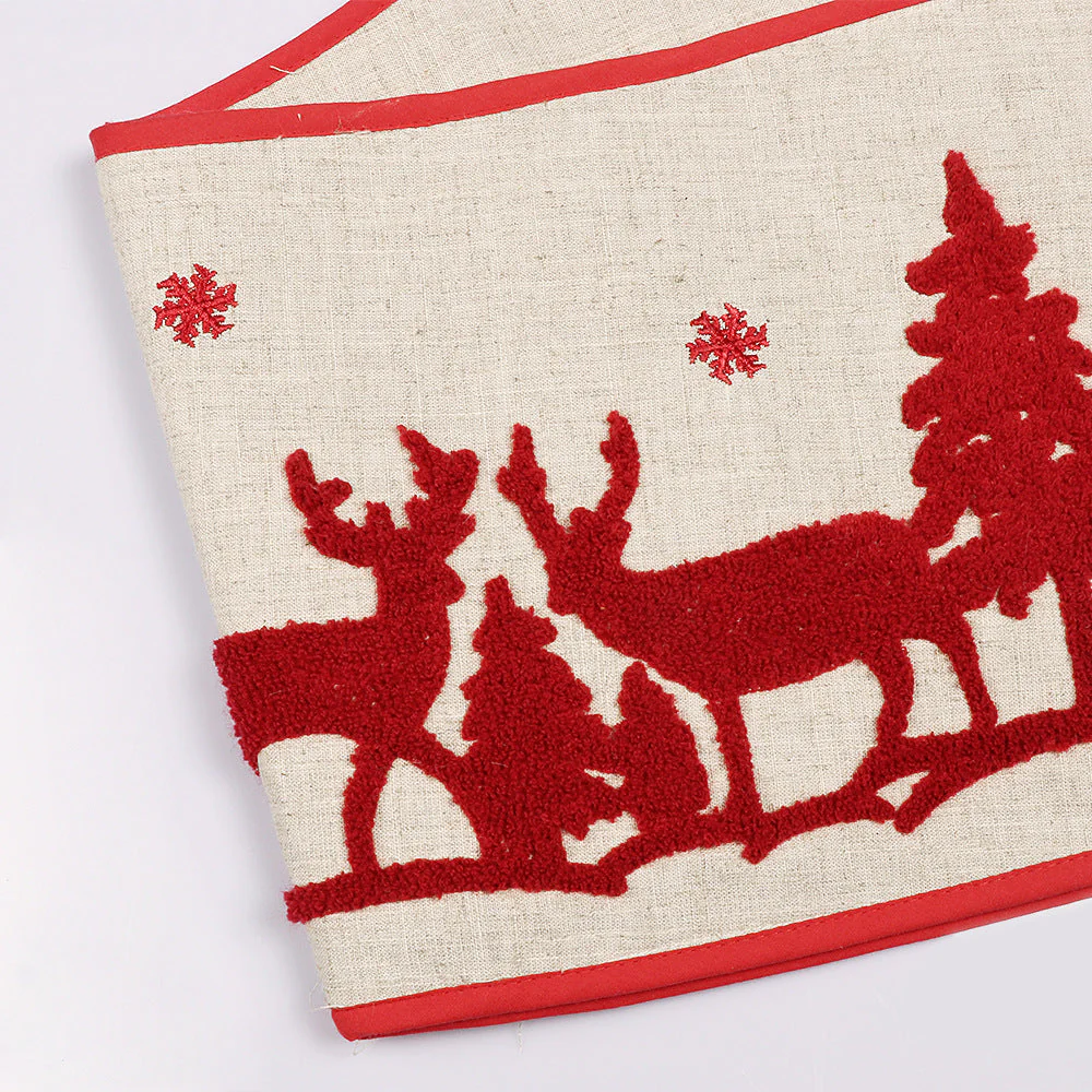 Christmas Elk Tree Skirt Wooden Foldable Decoration - Image 3