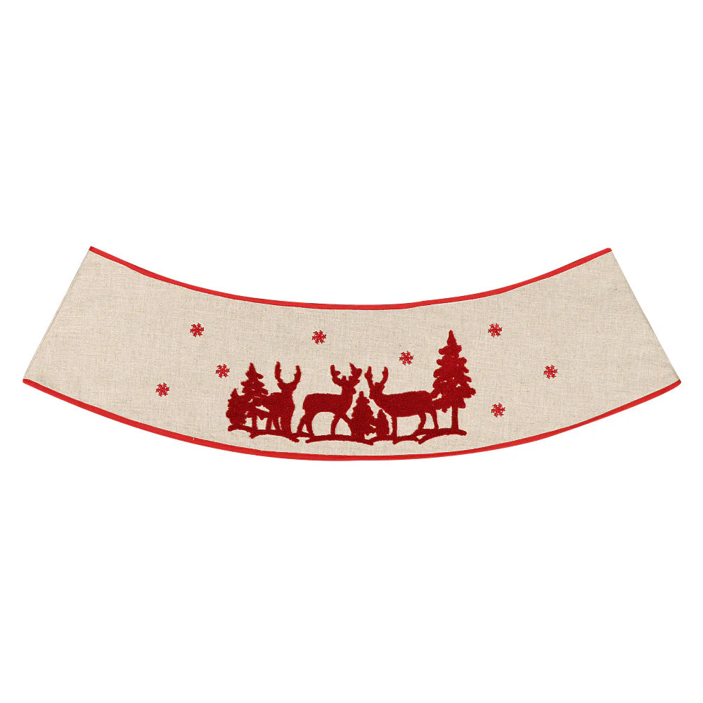Christmas Elk Tree Skirt Wooden Foldable Decoration - Image 4