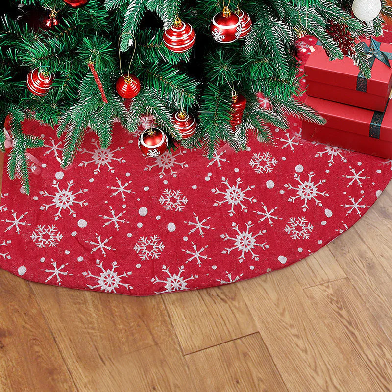Christmas non-woven fabric white color with red outsole snowflake tree skirt - Image 2