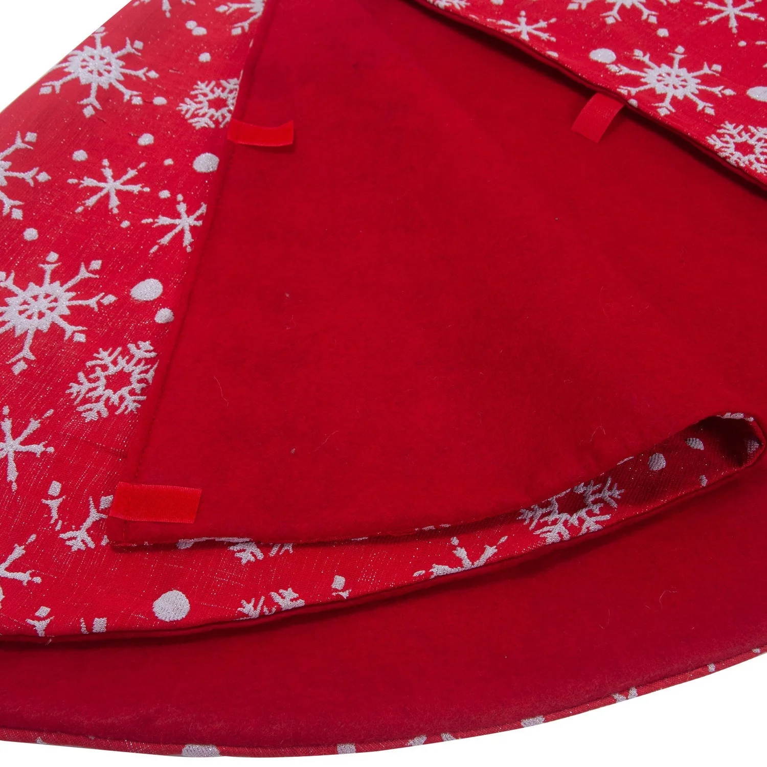 Christmas non-woven fabric white color with red outsole snowflake tree skirt - Image 3