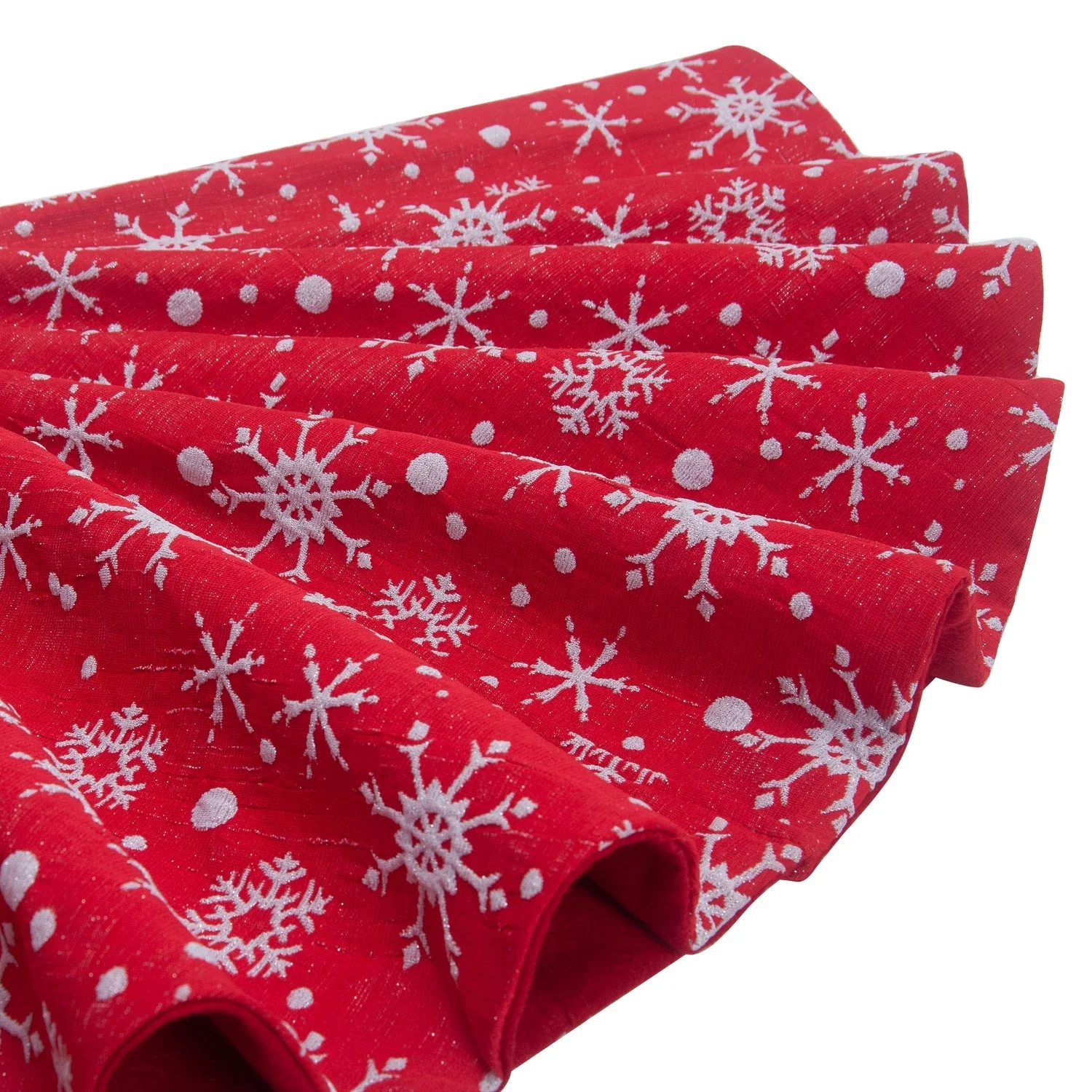 Christmas non-woven fabric white color with red outsole snowflake tree skirt - Image 5