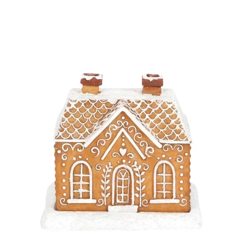 Christmas Snow Top Resin Ginger Cake Cottage Incense Burner - Image 3