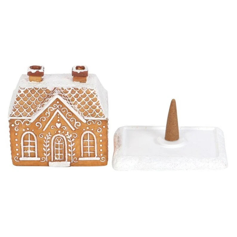 Christmas Snow Top Resin Ginger Cake Cottage Incense Burner - Image 4