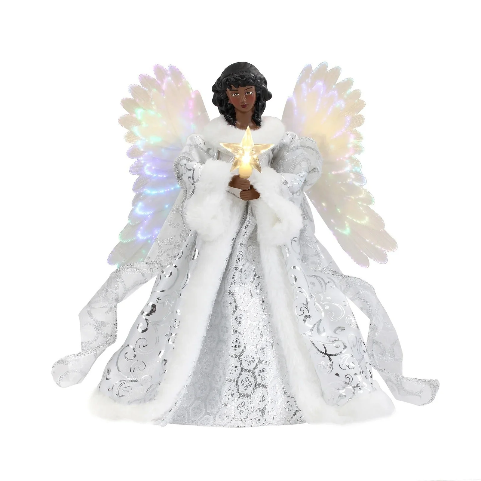 Christmas Tree Ornament Golden Angel Doll Treetop Star LED Glow