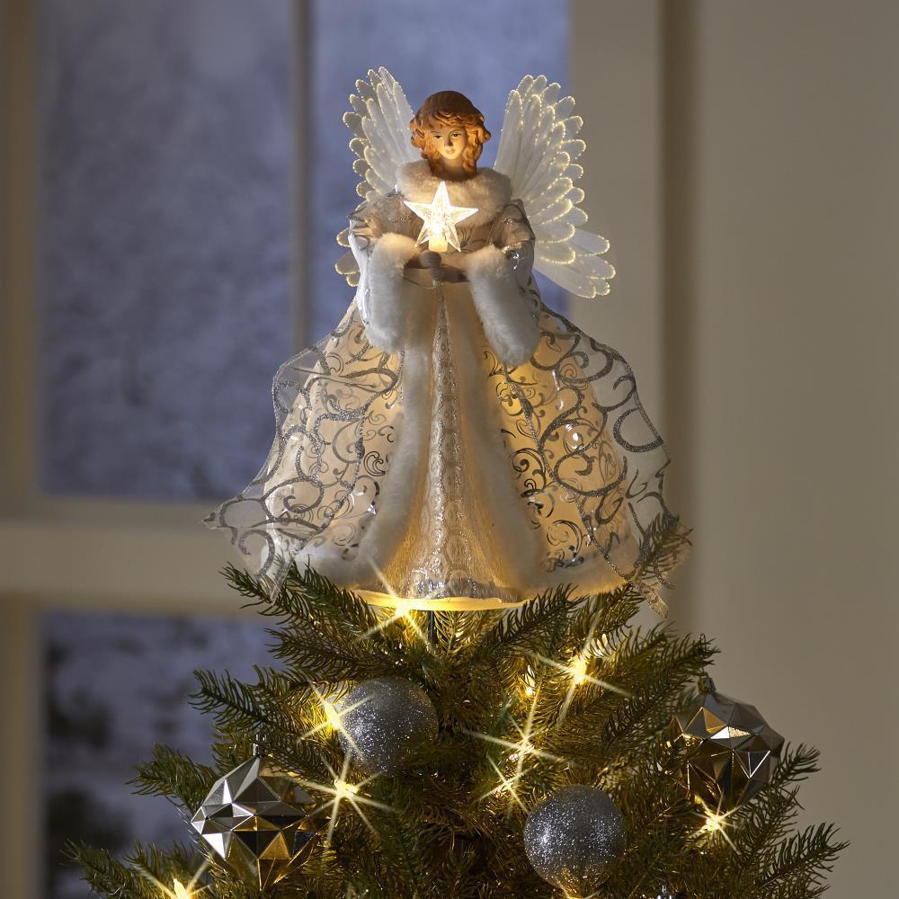 Christmas Tree Ornament Golden Angel Doll Treetop Star LED Glow - Image 3