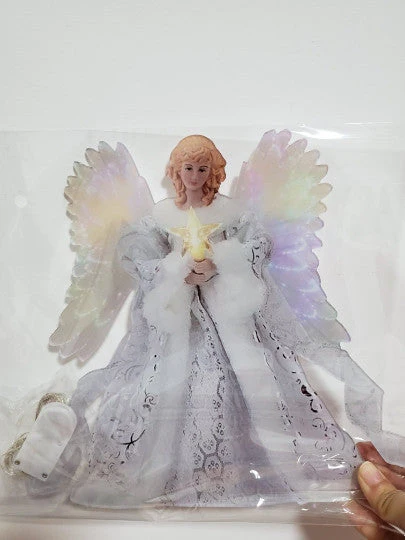 Christmas Tree Ornament Golden Angel Doll Treetop Star LED Glow - Image 4